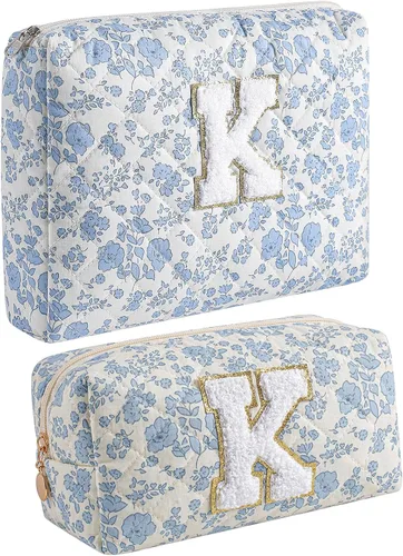 Miniatura 8 de Bolsa de maquillaje alfabética JOVAKIT, bolsa de cosméticos para mujeres, regalos de Navidad para niñas de 6 a 18 años, neceser de viaje con flores
