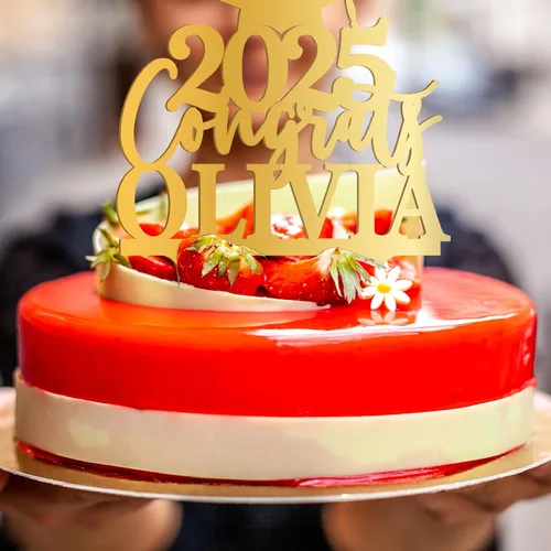 Miniatura 7 de Decoración personalizada para tartas de graduación – Decoración para tartas de graduación con nombre y fecha – Decoraciones acrílicas personalizadas
