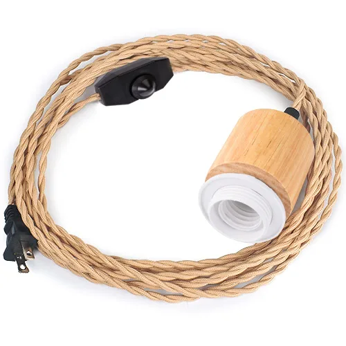 Miniatura 9 de Arturesthome Kit de cable de luz colgante de 9.8 pies con interruptor regulable, lámpara vintage, cable de nailon trenzado E26 E27, casquillo