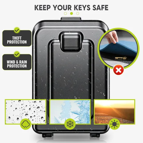 Miniatura 4 de BKNOOU Caja de bloqueo de llave resistente e impermeable para exteriores, caja de bloqueo de pared de gran capacidad para llaves con código, caja
