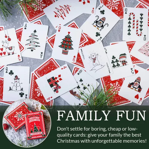 Miniatura 5 de Naipes de Navidad, bonitos diseños para diversión familiar con libro electrónico de juegos de cartas gratis. Gran regalo de relleno de calcetines