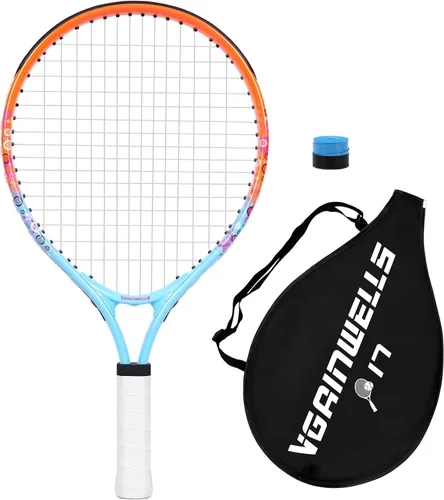 Raqueta de tenis para niños de 17"-23" para edades de 2-9 años, ligera y duradera, incluye 1 raqueta de tenis para niños pequeños y 1 cintas de