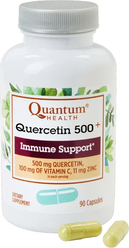 Quantum Health Quercetin+ 500mg Potente suplemento de apoyo inmunológico con zinc 11 mg y vitamina C 100 mg – Complejo de refuerzo de inmunidad