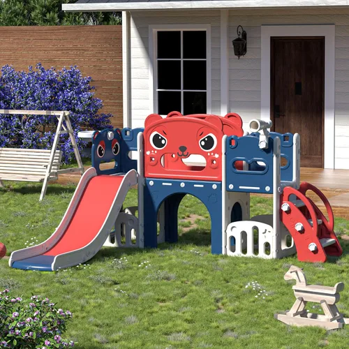 Miniatura 10 de Nyeekoy - Juego de tobogán y escalador 9 en 1 para niños pequeños, para interiores y exteriores, con aro de baloncesto, telescópico y espacio