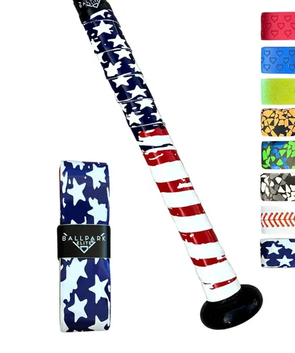 Cinta de agarre de bate de polímero para béisbol/sóftbol | Reemplazo de agarre de bate de béisbol precortado de 0.043 pulgadas | Bandera Bandera