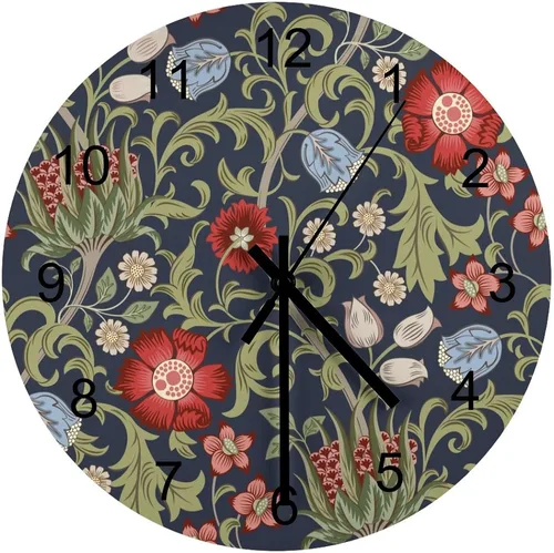 Miniatura 31 de Reloj de Pared de Flores Silencioso Sin Tictac Operado por Batería, Caricatura de los 70s Linda Flor Abstracta Pastel Margarita Reloj Floral