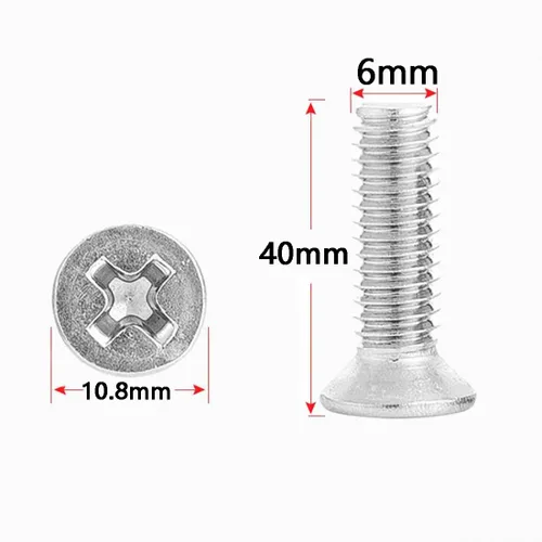 Miniatura 2 de NACX Tornillos de cabeza plana avellanados Phillips M6 x 1.575 in, A2-70, tono plateado, acero inoxidable 304, 30