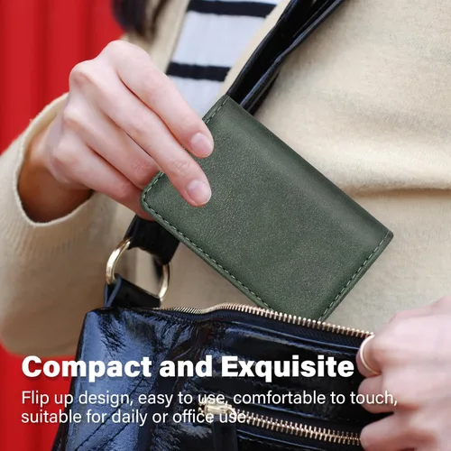 Miniatura 4 de Cartera con bloqueo RFID - Tarjetero minimalista de cuero para negocios, 12-verde, Pequeña, Slim