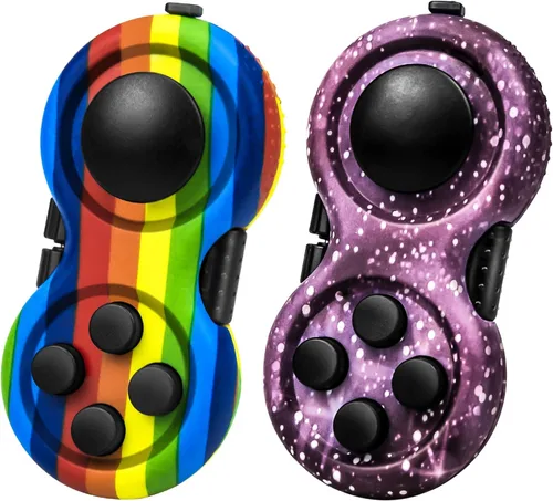 Miniatura 25 de juguete original de concentración Fidget, juego de controlador clásico de goma con 8 funciones Fidget y cordón - Excelente para aliviar el estrés