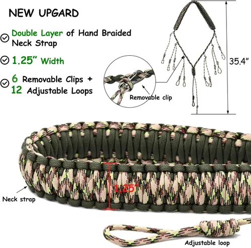 Miniatura 3 de PSKOOK Cordón para llamador de patos Paracord para caza de gansos 12/16/20 Bandas ajustables Accesorio para depredadores al aire libre para faisanes