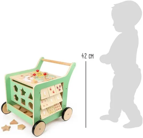 Miniatura 6 de Small Foot Wooden Toys - Andador de madera pastel prémium para bebés y centro de juegos ¡Muévete! Diseñado para niños pequeños de 12 meses