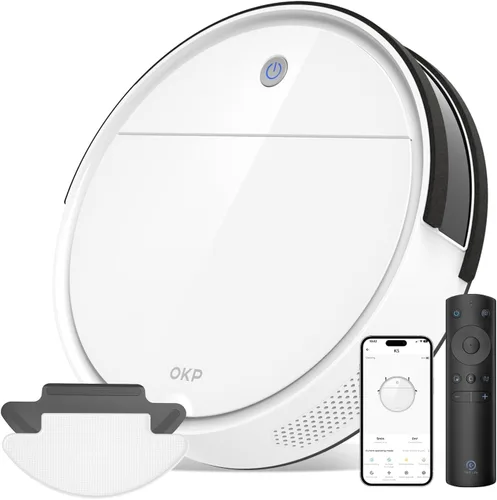 Miniatura 8 de OKP Robot Aspirador y Fregona Combo K5 Ultra Pequeño Limpiador Robótico con Navegación ToF LiDAR, 6000 Pa de Succión, Control WiFi/App/Alexa, 170