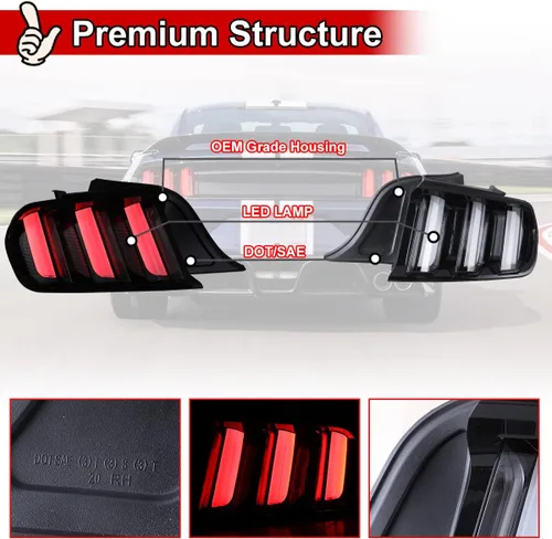 Miniatura 4 de Nixon Offroad Luces traseras secuenciales para Ford Mustang 2015-2023, luces traseras LED, reemplazo de montaje de 1 par
