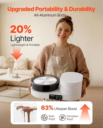 Miniatura 3 de VEVOR Rueda de cerámica de 350 W, máquina formadora de cerámica de 11.0 in, rueda de cerámica eléctrica con pedal de palanca de pies ajustables