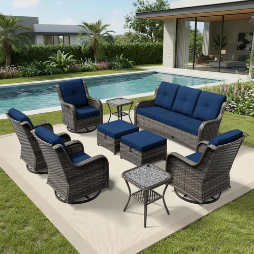 Miniatura 88 de Joyside Juego de sillas de mimbre para patio, juego de 3 piezas de mimbre para exteriores con 2 sillas reposabrazos y 1 mesa auxiliar para terraza
