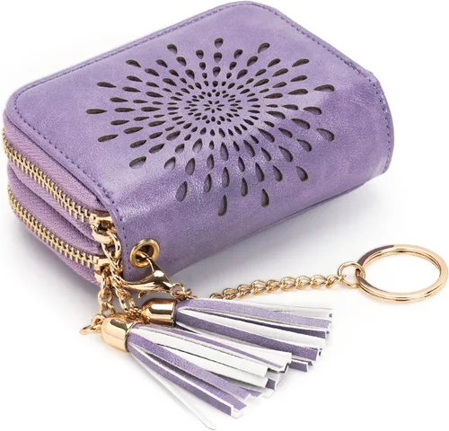Miniatura 16 de APHISON RFID - Porta tarjeta de crédito con llavero, cartera pequeña con cremallera para mujer, Moderno