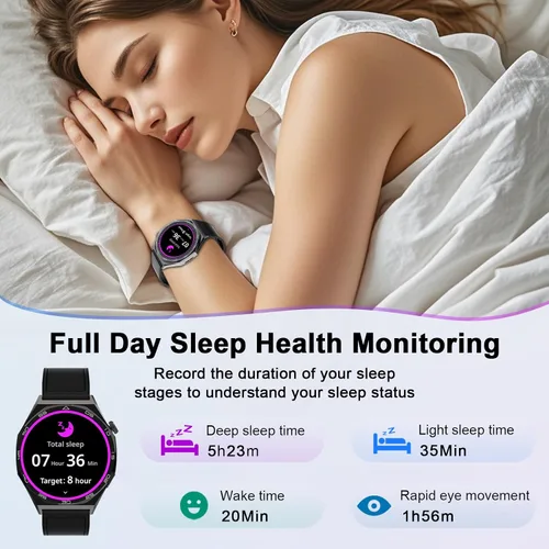 Miniatura 6 de AOC Smartwatch Fitness Sports Watch 1.43 AMOLED HD pantalla táctil, AI GPT, llamada Bluetooth, asistente de voz, monitoreo de frecuencia cardíaca