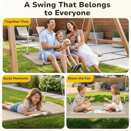 Miniatura 2 de Trekassy Columpio rectangular extragrande de 60 pulgadas, capacidad de 700 libras, plataforma impermeable para niños y adultos con kit