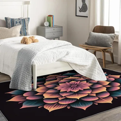 Miniatura 2 de Alfombra de mandala y decoración del hogar, alfombra de 5 x 8 pies, alfombras abstractas para sala de estar, dormitorio, alfombra de mandala