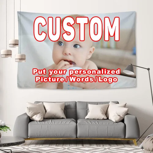 Miniatura 8 de KafePross Tapiz personalizado para colgar en la pared, 30 x 30 pulgadas, personaliza tu imagen, texto, dormitorio, pancarta para dormitorio