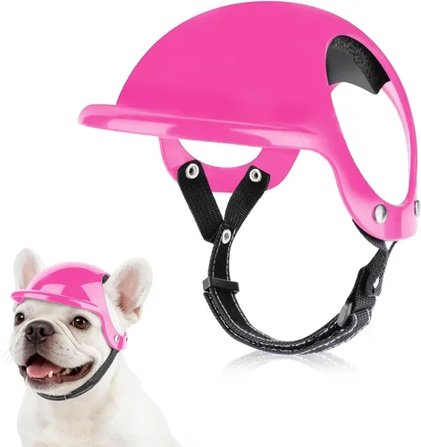 Miniatura 9 de LESYPET Casco para perro para perros pequeños, casco de motocicleta ajustable para perros con diseño de agujero para las orejas, ideal para montar