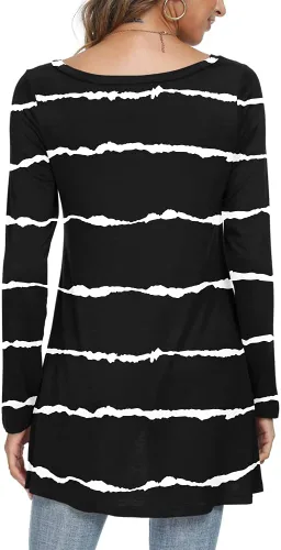 Miniatura 3 de POPYOUNG Blusa casual de manga larga para mujer, para usar con leggings, cuello en V, estilo casual
