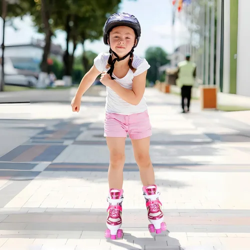 Miniatura 3 de Adjustable Kids Roller Skates for Girls and Boys Ages 3-5 5-8 8-12, All 8 Wheels of Girl's Skates Shine, Safe and Fun Illuminating for Outdoor Rosa
