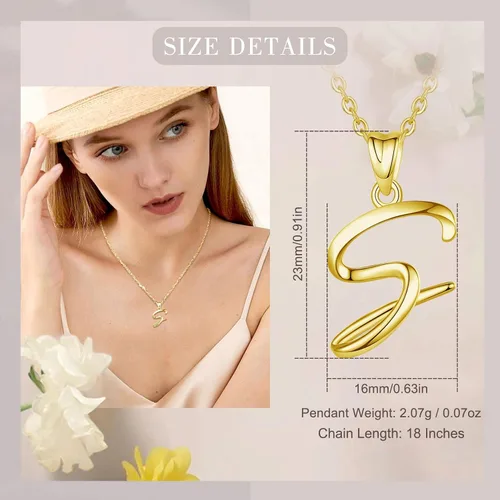 Miniatura 222 de EUDORA Collares de plata esterlina con inicial para mujer, regalos clásicos de 26 letras sin cuello para niñas, hermana, madre hija, cadena de 18