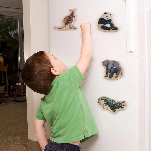 Miniatura 4 de Imanes para refrigeradora Steventoys para niños - Imanes de animales de zoológico para nevera para niños pequeños - Juguetes magnéticos de madera