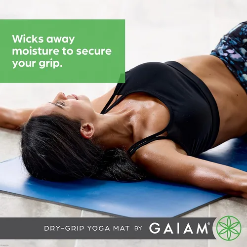 Miniatura 2 de Gaiam Dry-Grip - Esterilla de yoga de 5 mm de grosor antideslizante para ejercicios y fitness para yoga estándar o hot yoga, pilates