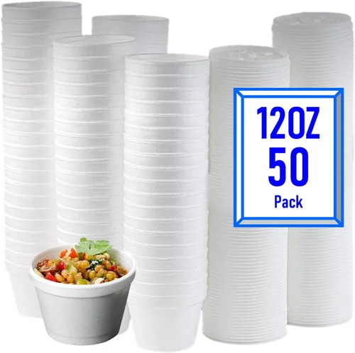 Miniatura 11 de Mr Miracle Taza de espuma de 4 onzas con tapa con ventilación en blanco. Para alimentos fríos y calientes. Para helado, yogur, sopa, comida