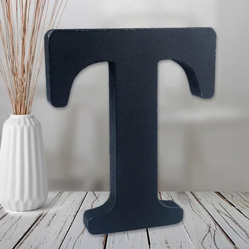 Miniatura 25 de AOCEAN Letras de madera de 6 pulgadas en negro, letra de madera sin terminar para letras decorativas de pared, letras en relieve, letrero de corte B