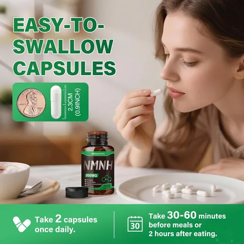 Miniatura 7 de Suplemento NMNH puro 120 cápsulas – 800 mg de suplementos de NMNH de alta pureza, suplemento de NAD para Boost NAD+ para energía celular