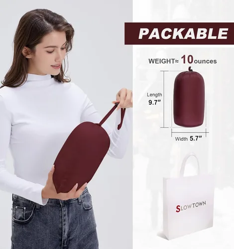 Miniatura 6 de SLOWTOWN Chaleco acolchado ligero y plegable para mujer con capucha desmontable