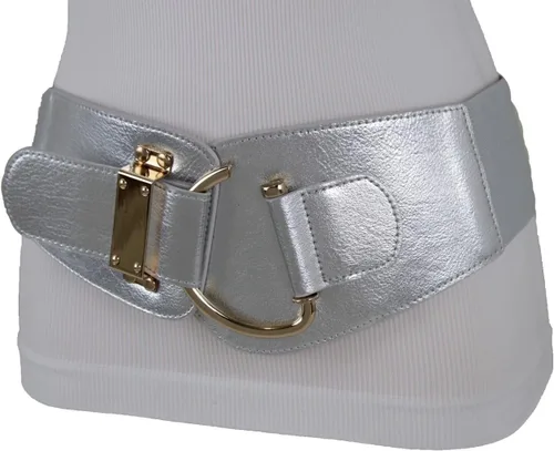 Miniatura 42 de TFJ - Cinturón ancho de moda para mujer, cintura alta, hebilla de gancho de metal dorado, talla XS, S, M, L, XL