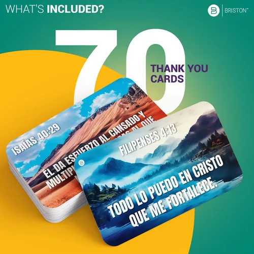 Miniatura 6 de Briston Kudos - Tarjetas con versículo bíblico en español, 70 tarjetas inspiradoras de agradecimiento cristianas en español, versículos