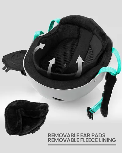 Miniatura 4 de OutdoorMaster Kelvin - Casco de esquí y snowboard para hombres, mujeres y jóvenes Blanco+Verde azulado