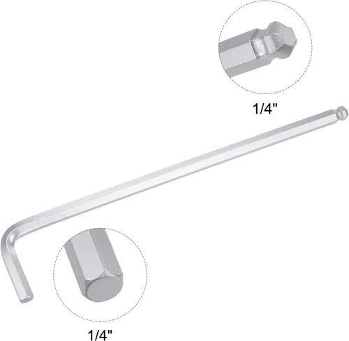 Miniatura 3 de uxcell Llave hexagonal de extremo de bola de 1/4", herramienta de reparación CR-V de brazo largo en forma de L, SAE 4 piezas