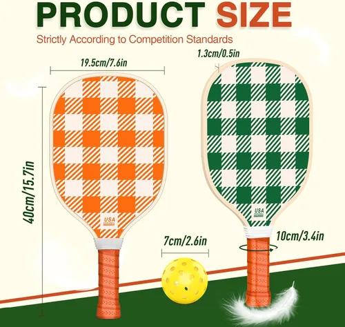 Miniatura 4 de Juego de 4 palas de pickleball, juego de 4 aprobado por USAPA con 4 pelotas de pickleball y 1 bolsa de transporte. Palas de pickleball de madera