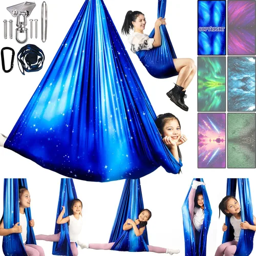 Miniatura 8 de Columpio sensorial para niños y adultos con capacidad para hasta 300 libras en interiores y exteriores, columpio de terapia de abrazo de doble capa