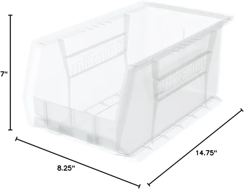 Miniatura 13 de Akro-Mils 30240 - Contenedores apilables de plástico, 15 pulgadas por 8 x 7 pulgadas, color morado, pack de 12 unidades. Transparente