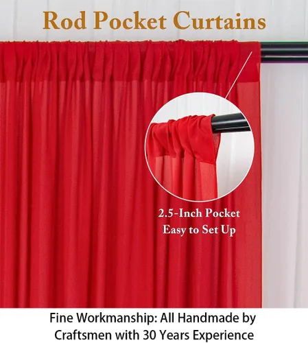 Miniatura 2 de ShinyBeauty Cortinas de gasa rojas de 84 pulgadas de largo, paquete de 2 cortinas transparentes de 29 x 84 pulgadas, 2 paneles de cortinas de gasa