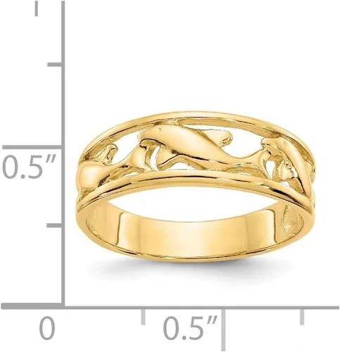Miniatura 3 de Anillo de triple banda de delfín de oro amarillo de 14 quilates sólido (0.11 pulgadas), Oro amarillo