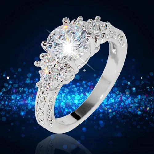 Miniatura 5 de Anillo de plata de diamante de lujo anillo de compromiso anillo de boda anillo de circonita joyería para tu princesa