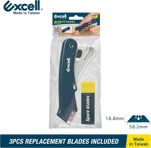Miniatura 6 de Excell AC-9 Cuchillo utilitario activado por palanca con bloqueo de seguridad, agarre ergonómico y cómodo para cartón, cuerda, corte de cuero, marco
