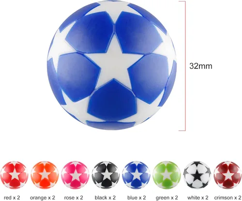 Miniatura 2 de BQSPT - Pelotas de futbolín de 1.28 pulgadas (1.260 in), pelotas de fútbol de repuesto, 16 unidades, futbolín multicolor, oficial, mini pelota