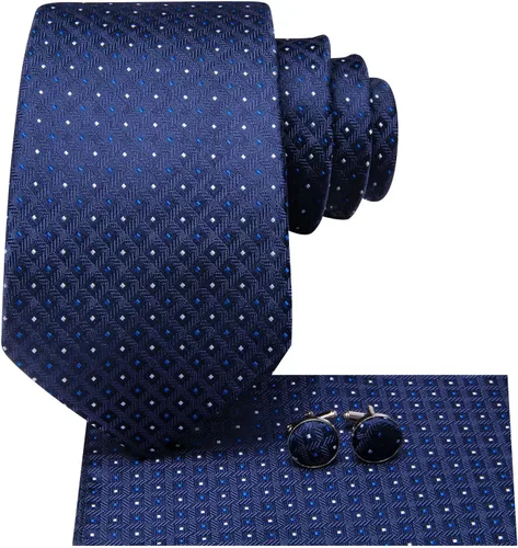 Miniatura 109 de Hi-Tie Corbata clásica de cachemira para hombre con pañuelo y gemelos a cuadros