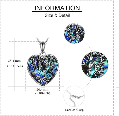 Miniatura 120 de ONEFINITY Collar de plata de ley 925 con diseño de árbol de la vida con colgante de nudo celta de concha de abulón para mujer