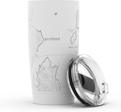 Miniatura 112 de Well Told Vaso de café aislado con diseño grabado de mapa de Atlanta Georgia, taza de acero inoxidable grabada (20 onzas, negro) con diseño de mapa