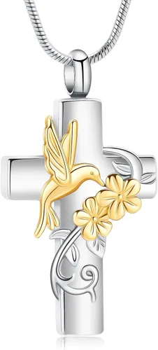 Miniatura 15 de Cross Hummingbird Urn Necklace for Ashes Flower Ashes Pendant Memorial Necklace Cremation Jewelry Ashes Keepsakes Necklace Gift for Loss of Loved